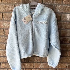 Cinnamoroll Light Blue Sherpa Zip-Up Hoodie H&M youth size 16/18Y women small